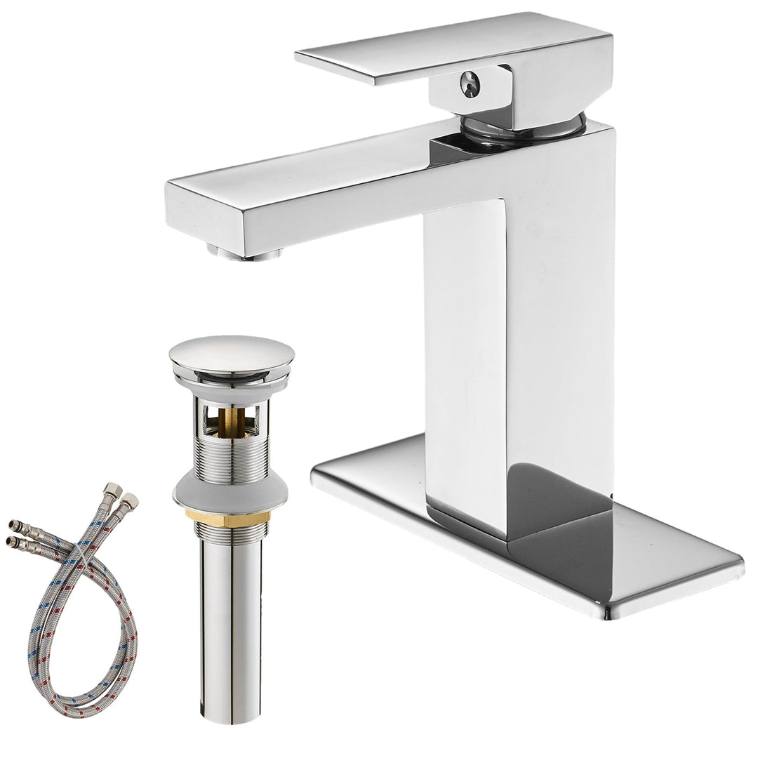 Single Hole Single-Handle Low-Arc Bathroom Faucet With Pop-up Drain Assembly
