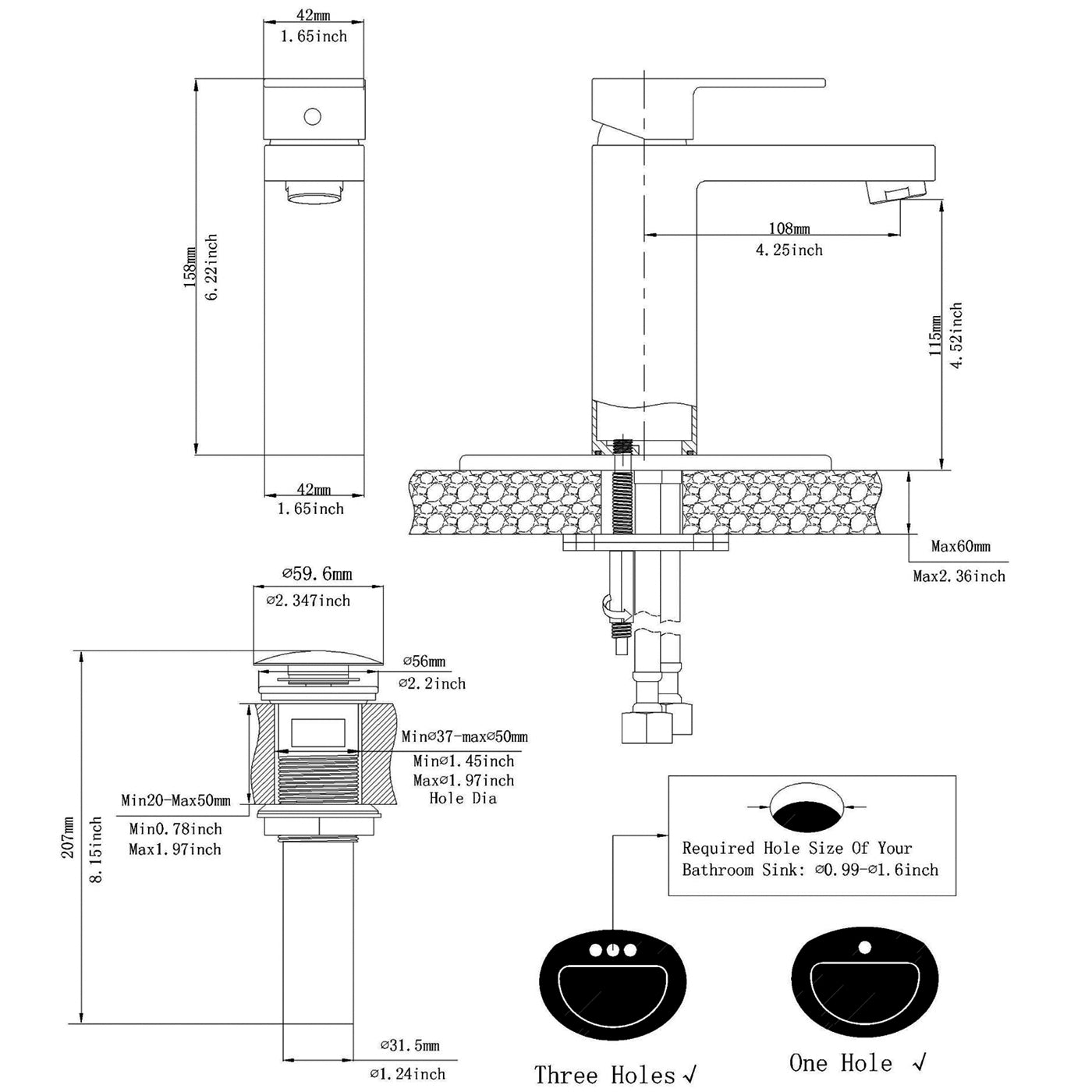 Single Hole Single-Handle Low-Arc Bathroom Faucet With Pop-up Drain Assembly