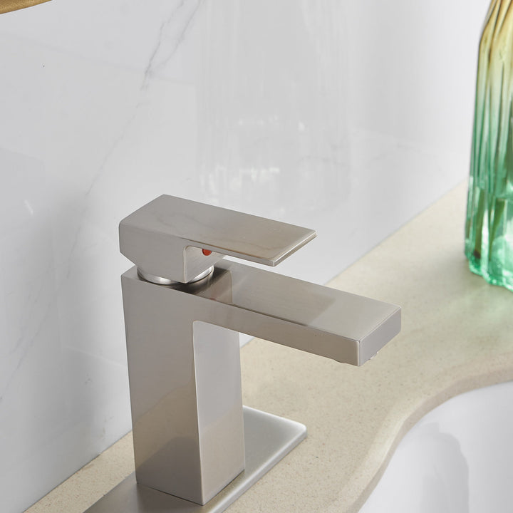 Single Hole Single-Handle Low-Arc Bathroom Faucet With Pop-up Drain Assembly