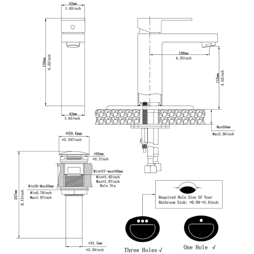 Single Hole Single-Handle Low-Arc Bathroom Faucet With Pop-up Drain Assembly