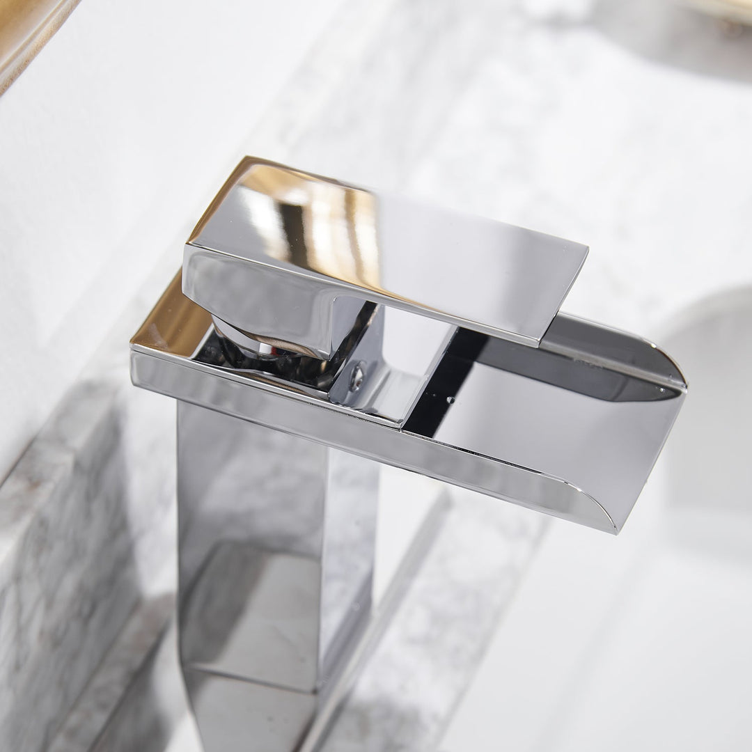 Single Hole Bathroom Faucet with Deckplate Included and Pop-up Drain and Supply Lines