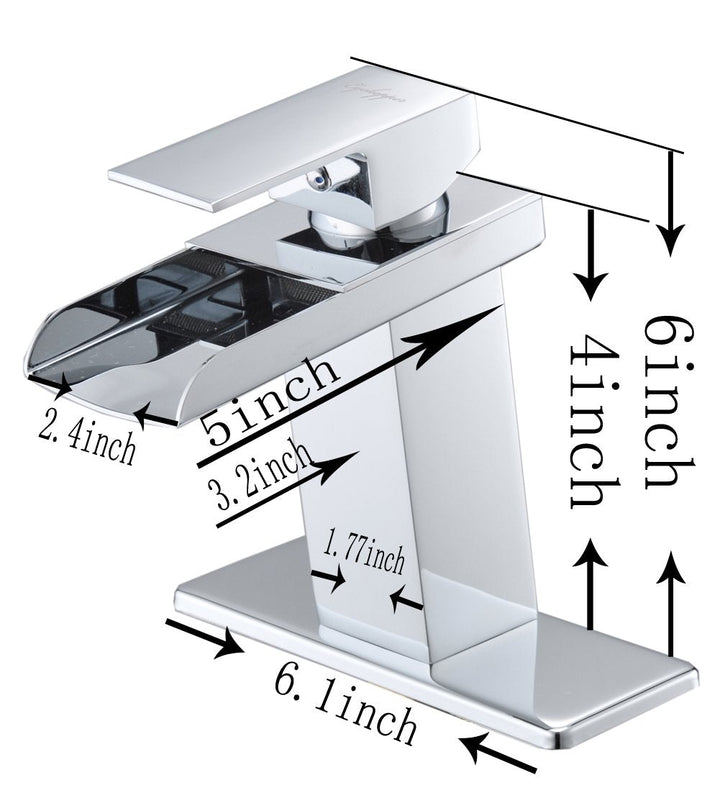 Single Hole Waterfall Bathroom Faucet with Deckplate Included