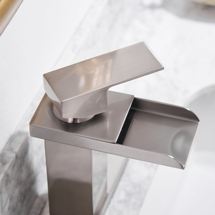 Single Hole Bathroom Faucet with Deckplate Included and Pop-up Drain and Supply Lines