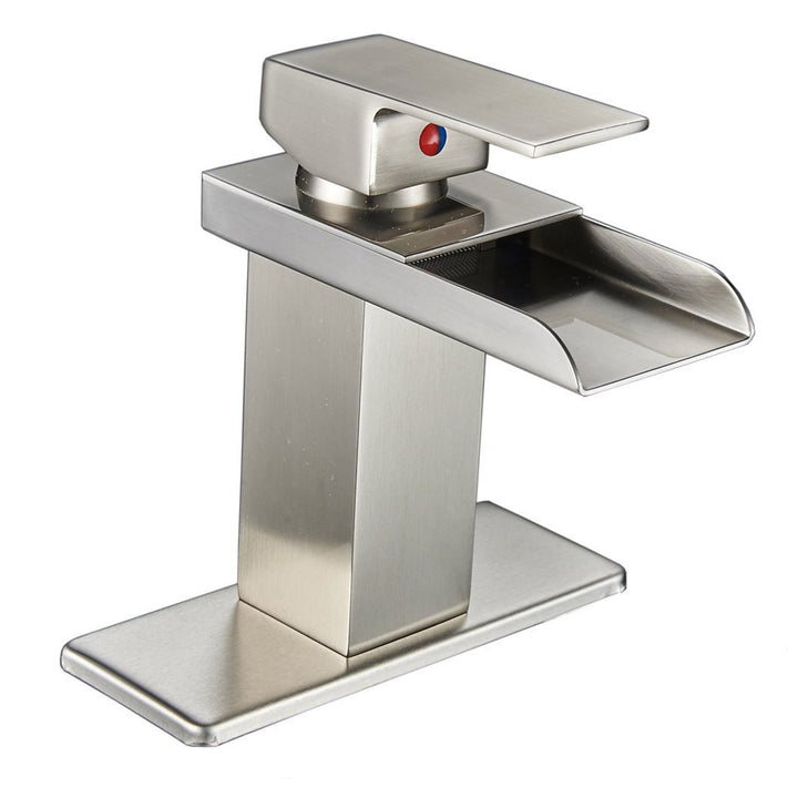 Single Hole Waterfall Bathroom Faucet with Deckplate Included