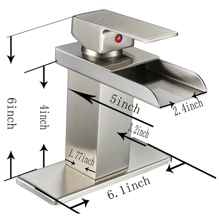 Single Hole Waterfall Bathroom Faucet with Deckplate Included