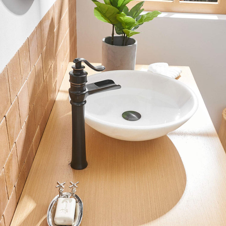 Single Handle Single Hole Bathroom Faucet with Deckplate Included and Supply Lines