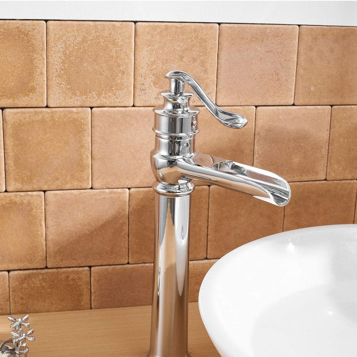 Single-Hole Single-Handle Bathroom Faucet High Spout with Drain Kit Included Corrosion Resistance