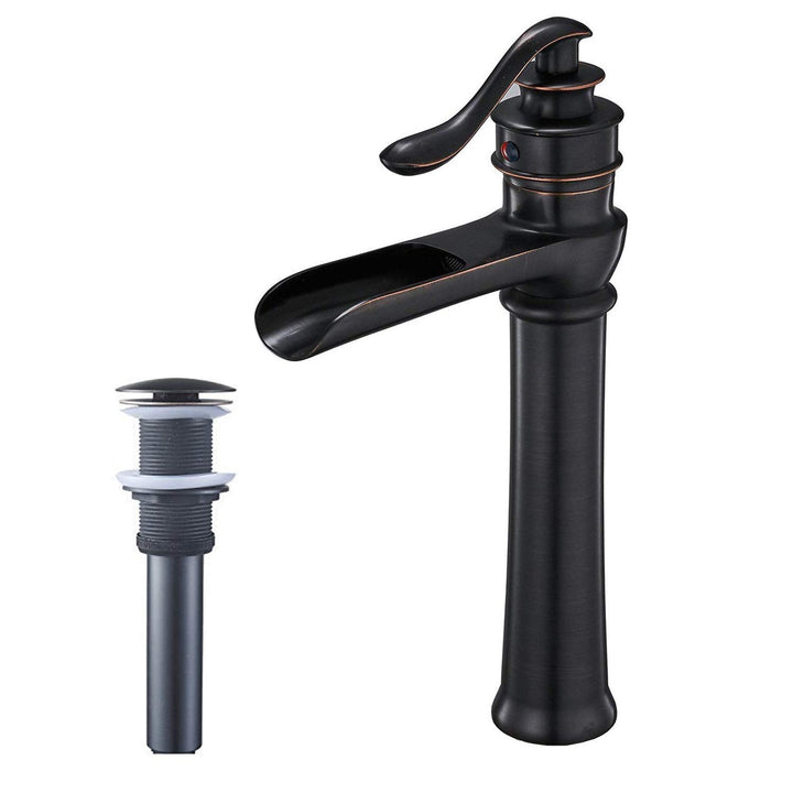 Single-Hole Single-Handle Bathroom Faucet High Spout with Drain Kit Included Corrosion Resistance