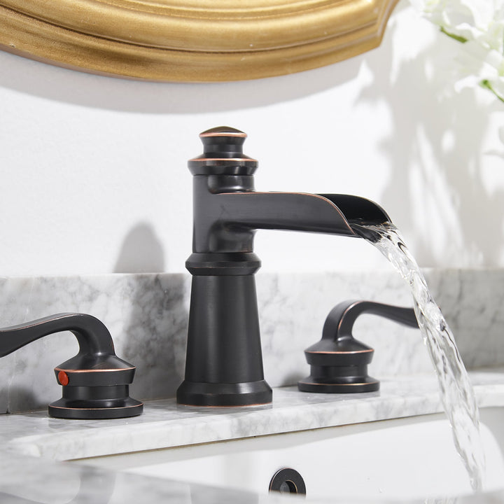 8 in. Widespread Retro Double Handle Bathroom Faucet with Pop-up Drain in Oil Rubbed Bronze