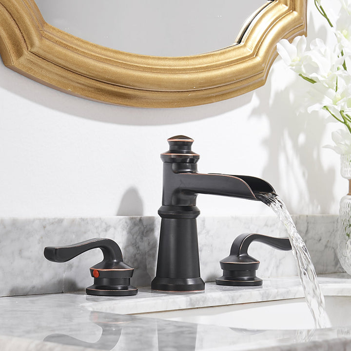 8 in. Widespread Retro Double Handle Bathroom Faucet in Oil Rubbed Bronze(Valve Included)