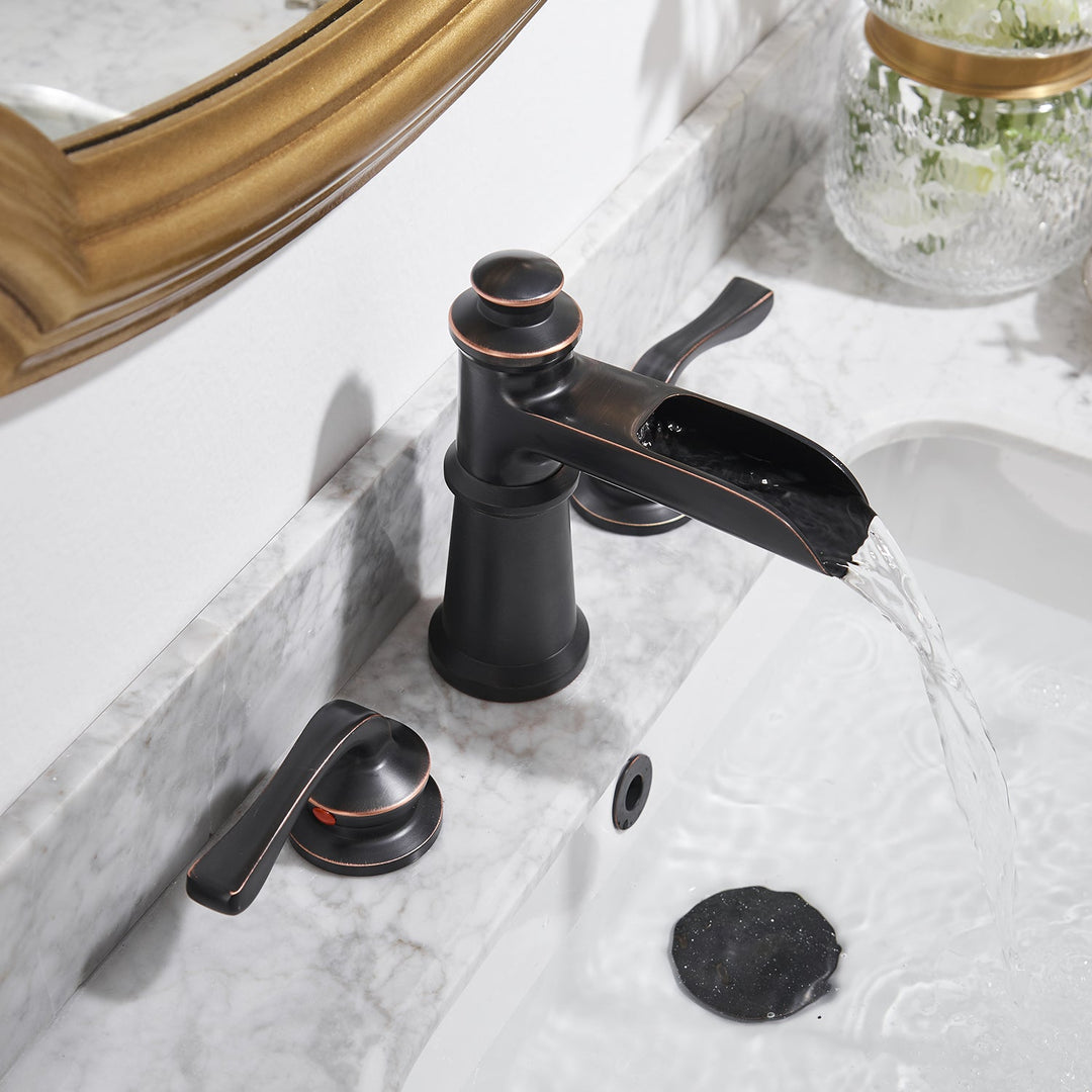 8 in. Widespread Retro Double Handle Bathroom Faucet in Oil Rubbed Bronze(Valve Included)
