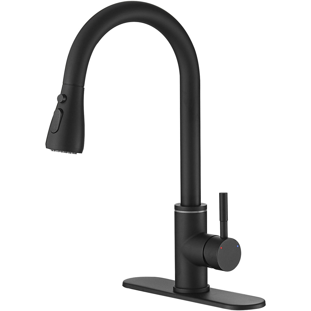 Single Handle Touch On Deck Mount Pull Down Sprayer Kitchen Faucet with LED Light & Deck Plate