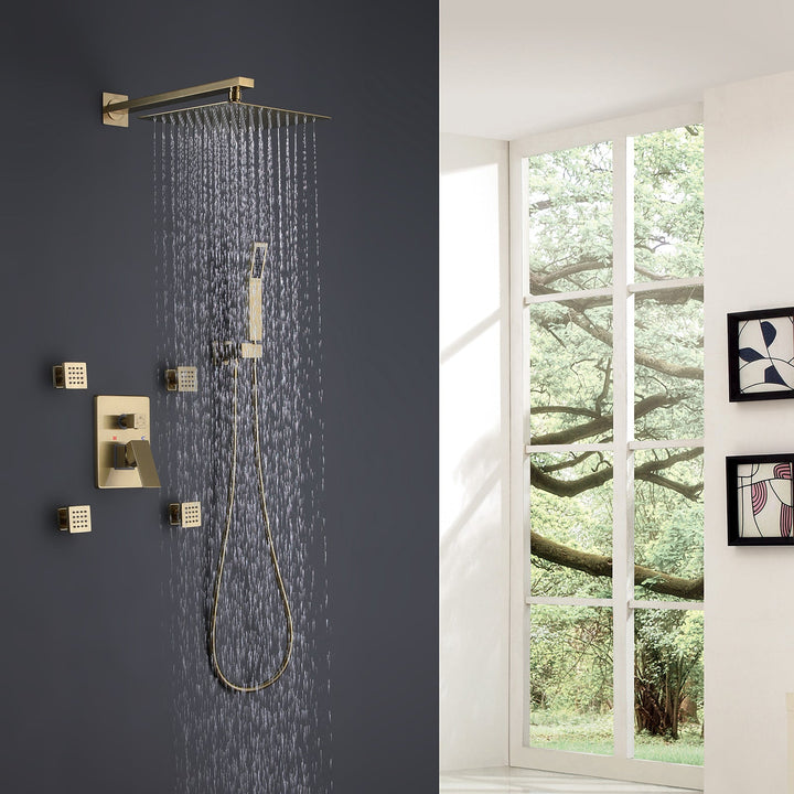 10 inch Shower Faucet Set with 4 PCS Shower Body Sprayer Jets