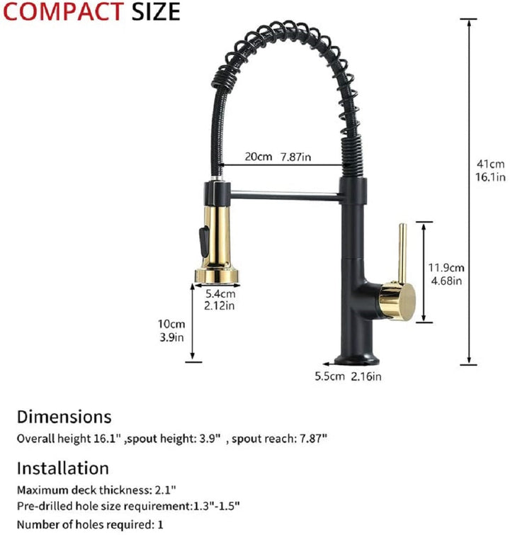 Single Handle Pull Down Sprayer Kitchen Faucet with 360° Rotation