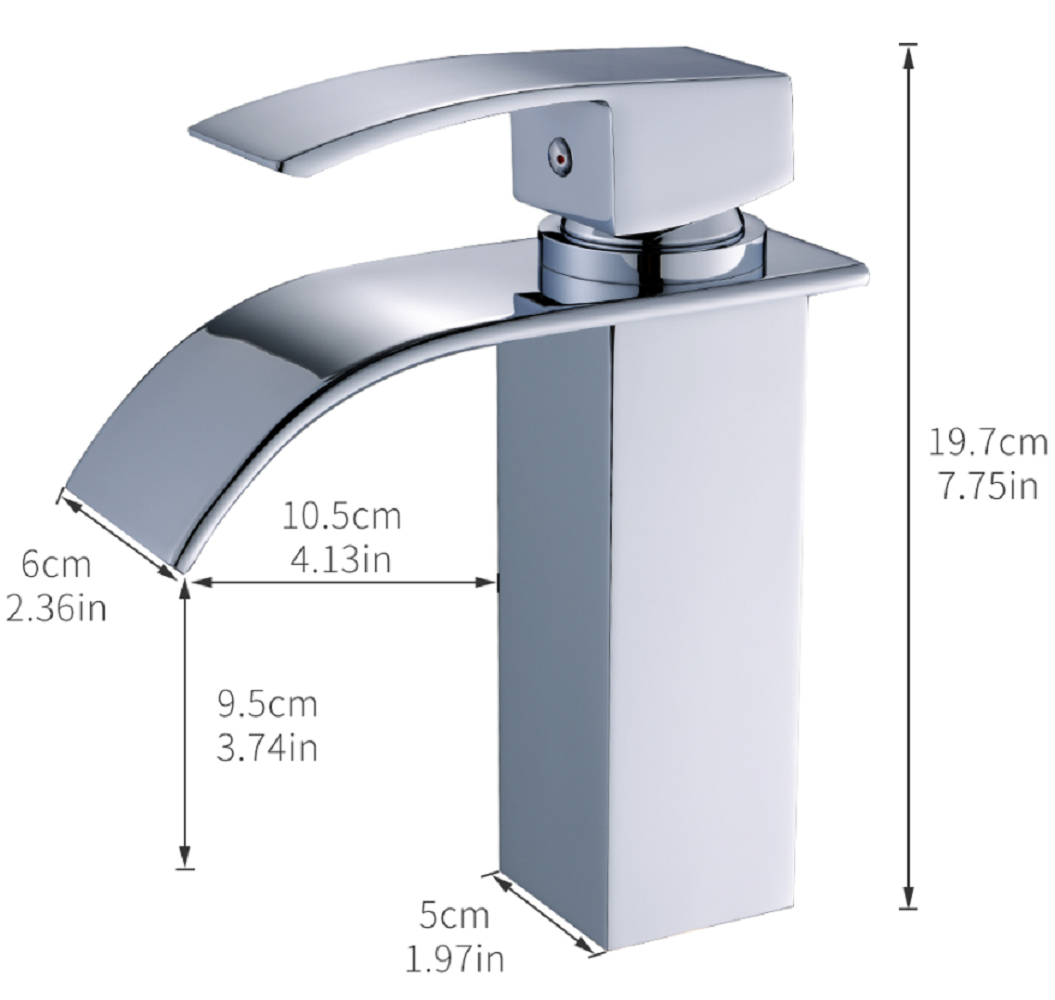 Single Handle Single Hole Bathroom Faucet with Waterfall Spout