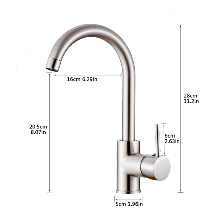 Single Handle Standard Kitchen Faucet with 360° Rotation in Brushed Nickel
