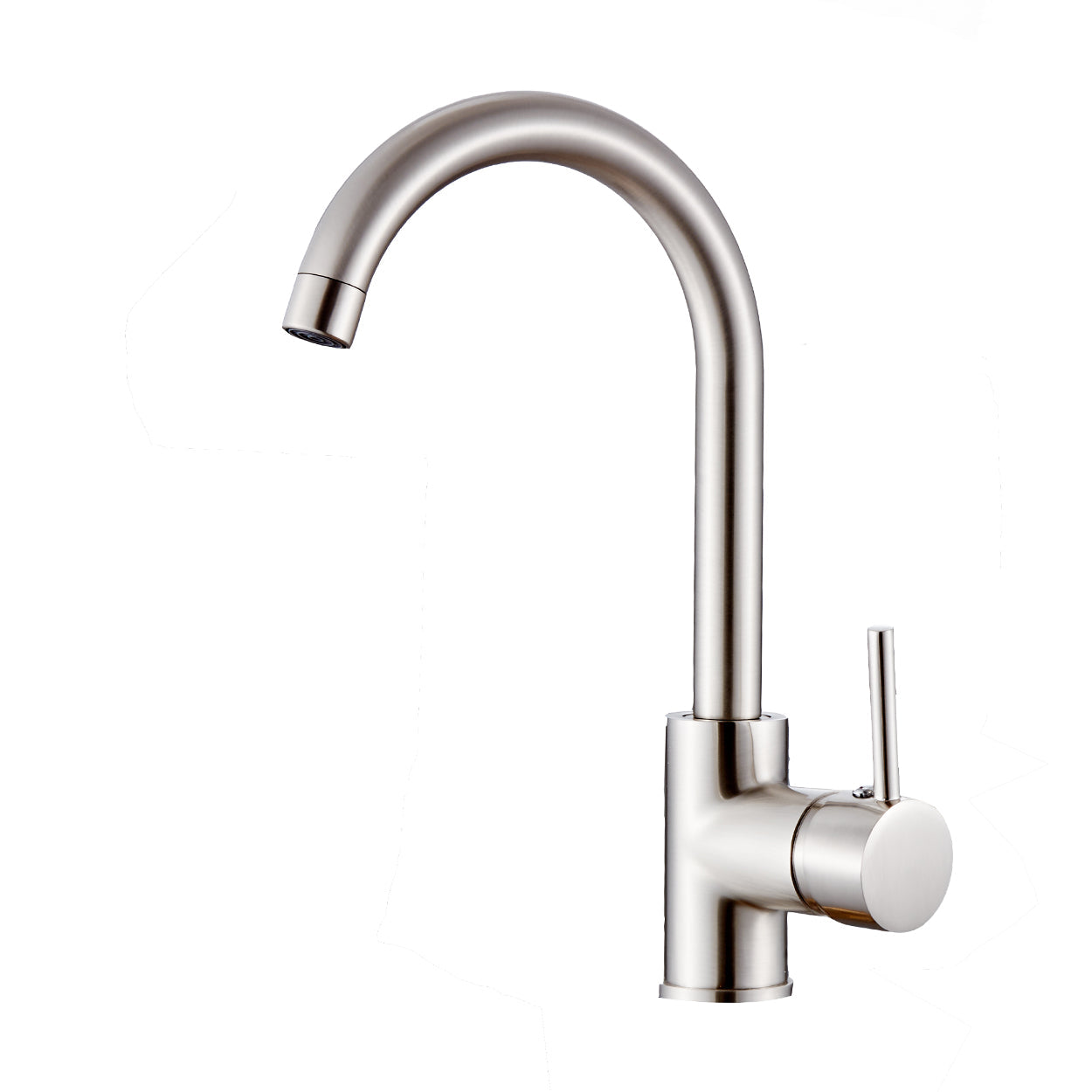 Single Handle Standard Kitchen Faucet with 360° Rotation in Brushed Nickel