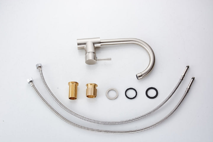 Single Handle Standard Kitchen Faucet with 360° Rotation in Brushed Nickel