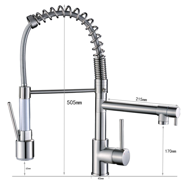 Single Handle Pull Down Sprayer Kitchen Faucet in Brushed Nickel with 360° Rotation