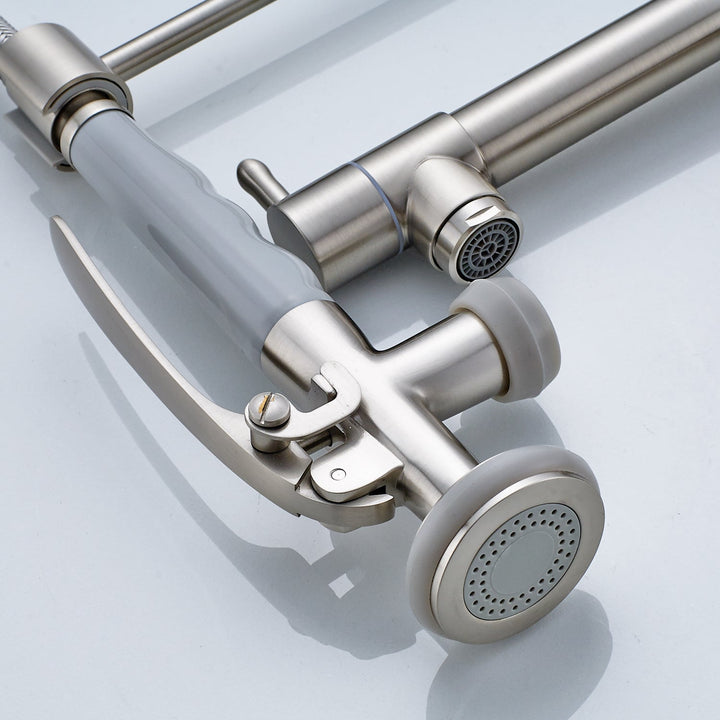 Single Handle Pull Down Sprayer Kitchen Faucet with 360° Rotation in Brushed Nickel
