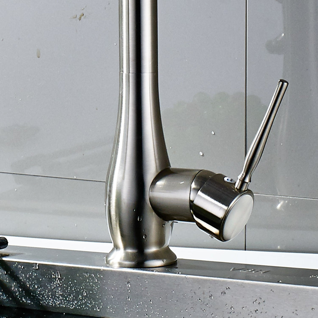 Single Handle Pull Down Sprayer Kitchen Faucet with 360° Rotation in Brushed Nickel