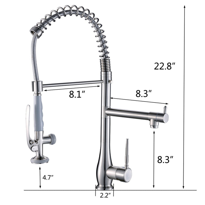 Single Handle Pull Down Sprayer Kitchen Faucet with 360° Rotation in Brushed Nickel