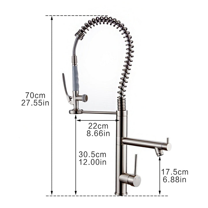 Single Handle Pull Down Sprayer Kitchen Faucet with 360° Rotation in Brushed Nickel