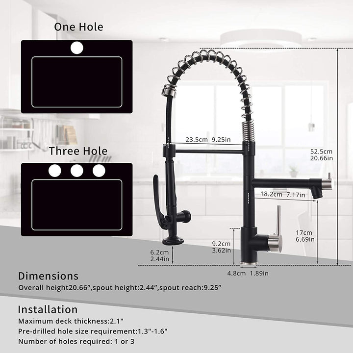 Single Handle Pull Down Sprayer Kitchen Faucet with 360° Rotation  in Matte Black
