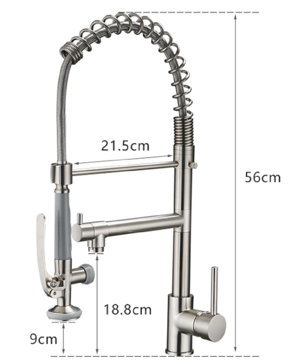 Single Handle Pull Down Sprayer Kitchen Faucet with 360° Rotation and LED Light in Brushed Nickel