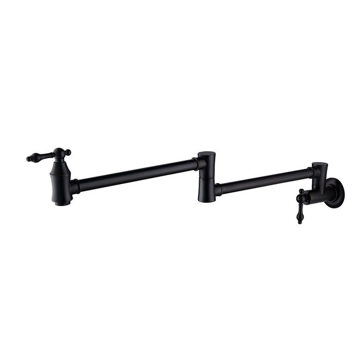 Wall Mounted Pot Filler Faucet with 360° Rotation in Matte Black