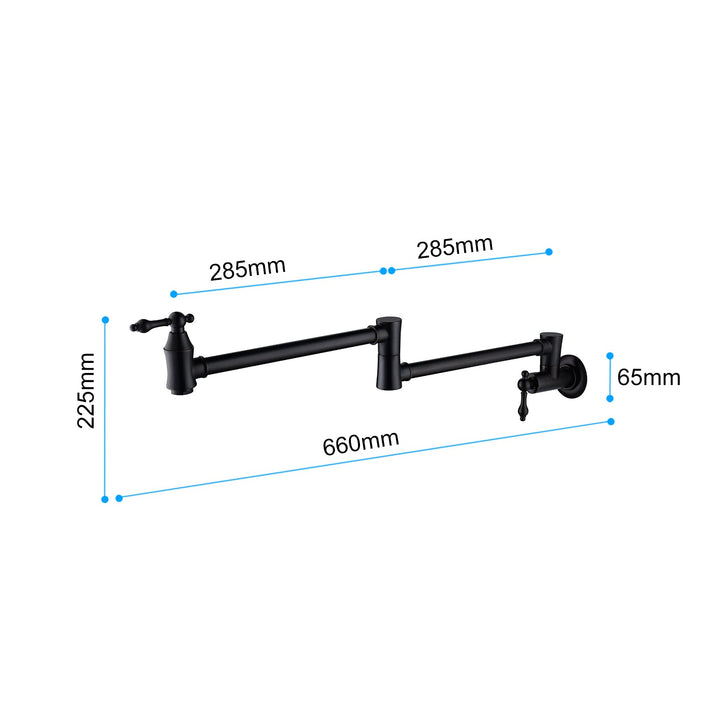 Wall Mounted Pot Filler Faucet with 360° Rotation in Matte Black