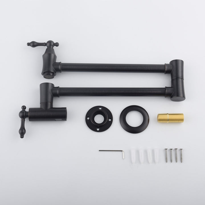 Wall Mounted Pot Filler Faucet with 360° Rotation in Matte Black