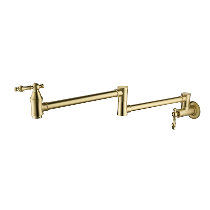 Wall Mounted Pot Filler in Brushed Gold with 180° Rotation