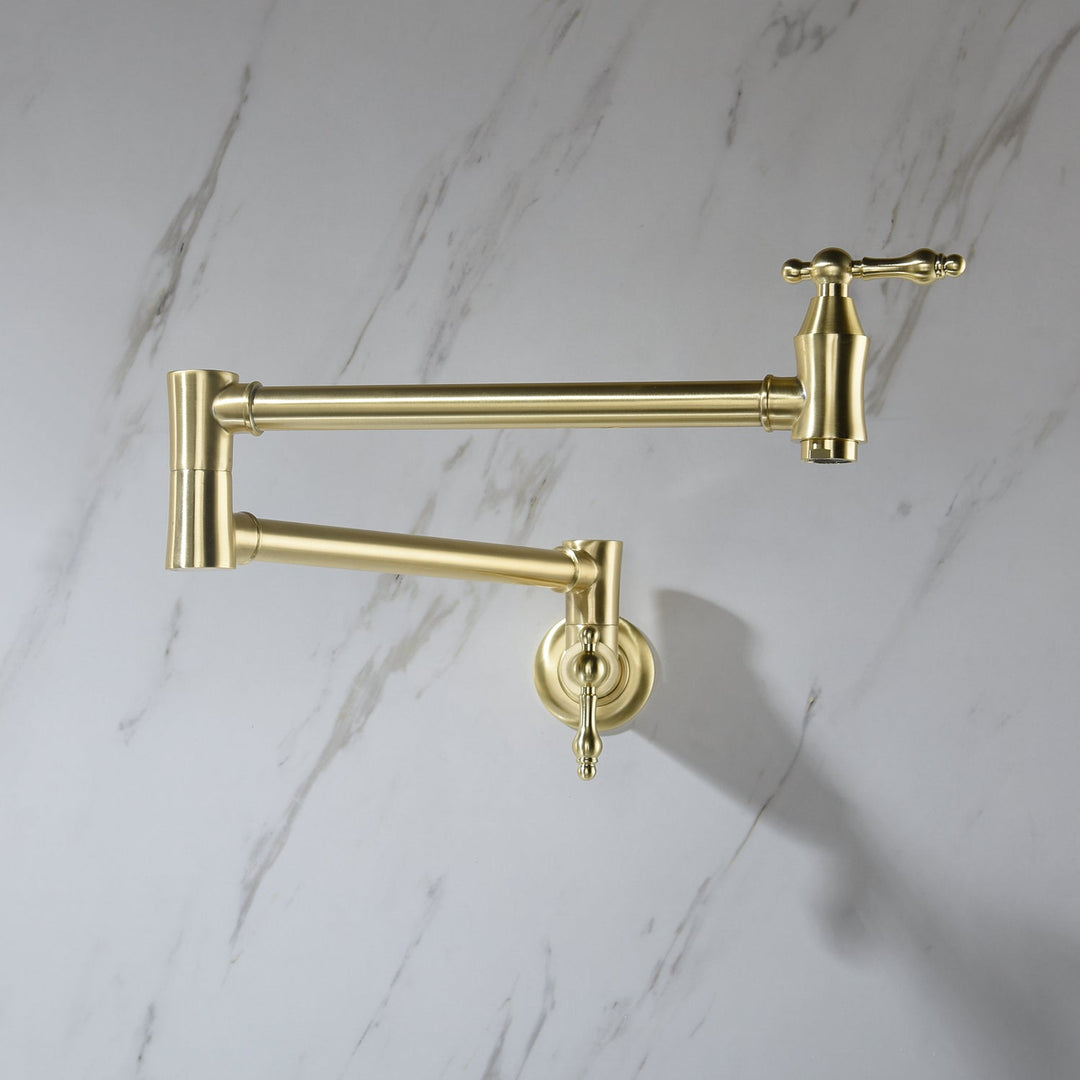 Wall Mounted Pot Filler in Brushed Gold with 180° Rotation