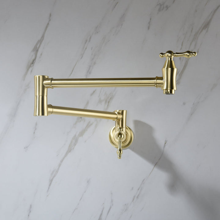 Wall Mounted Pot Filler in Brushed Gold with 180° Rotation