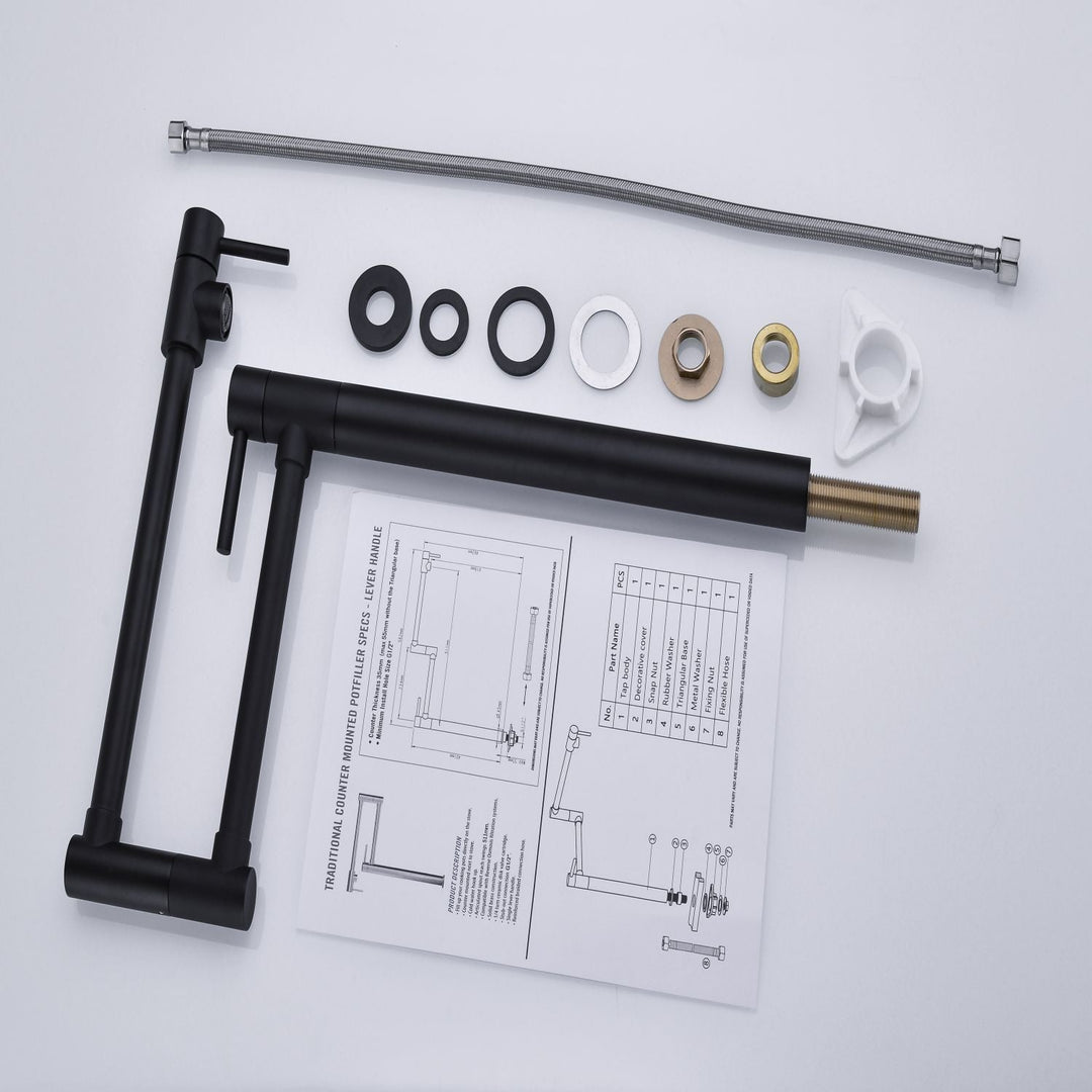 Deck Mounted Pot Filler Faucet with 360° Rotation