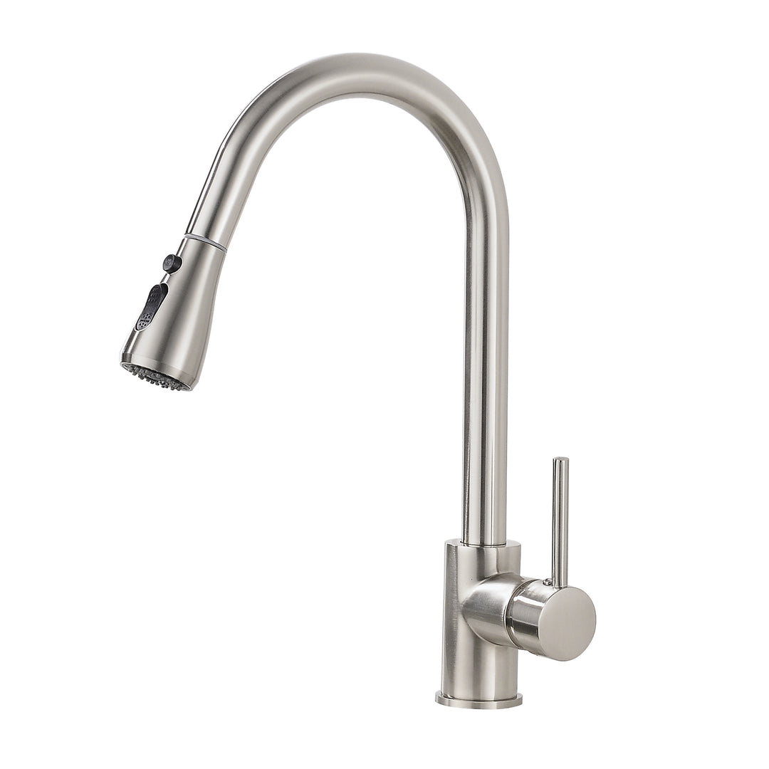 Single Handle Pull Down Sprayer Kitchen Faucet in Brushed Nickel