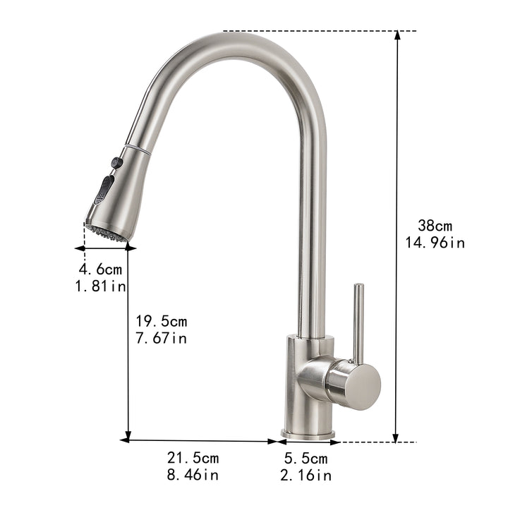 Single Handle Pull Down Sprayer Kitchen Faucet in Brushed Nickel