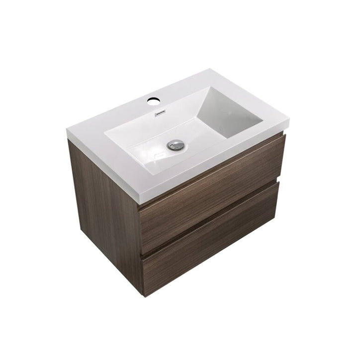 24"  Bath Vanity in Gray Oak with White Vanity Top with White Basin