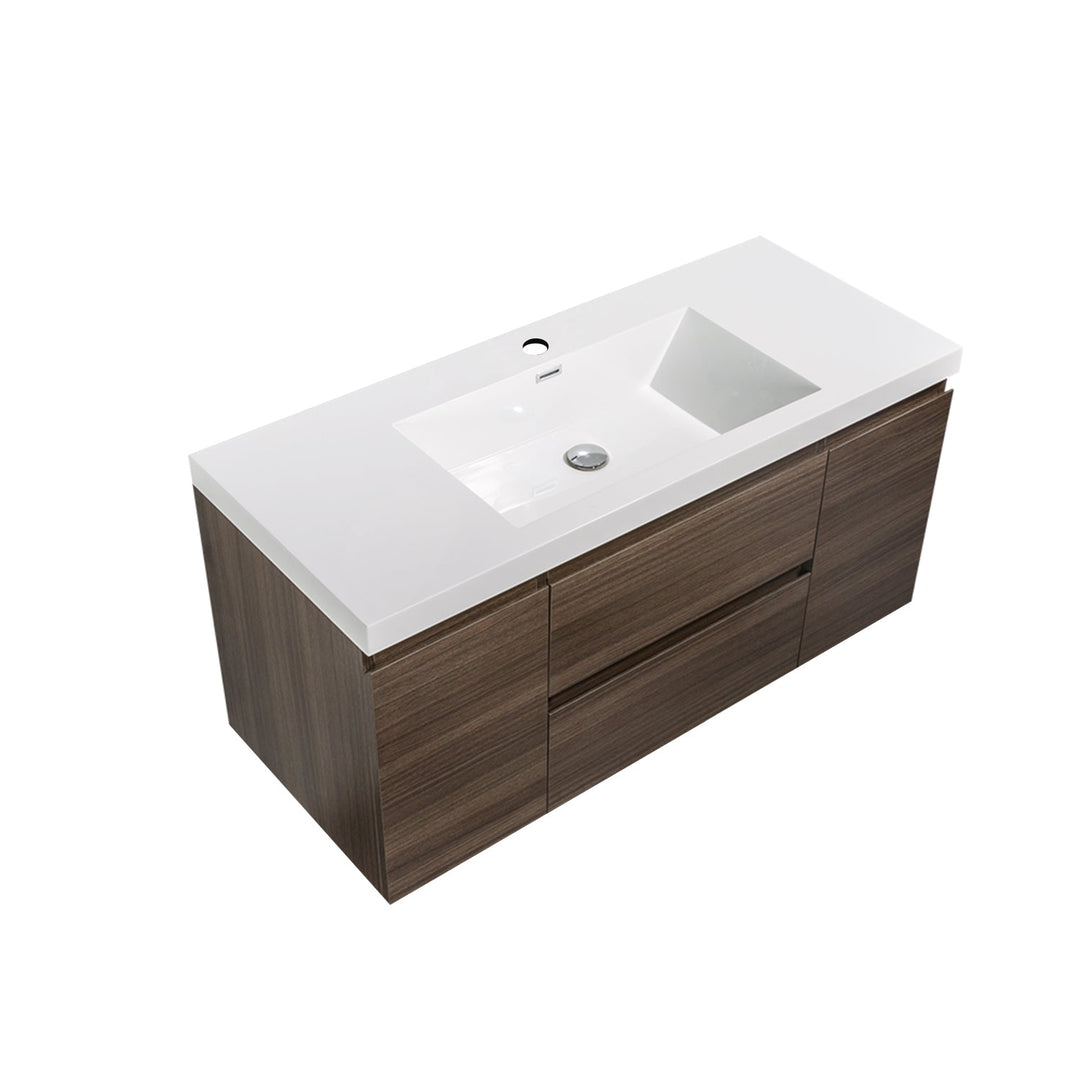 24"  Bath Vanity in Gray Oak with White Vanity Top with White Basin