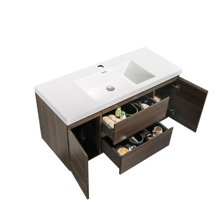 23.6 in. W x 18.9 in. D x 22.5 in. H Bath Vanity in Gray Oak with White Vanity Top with White Basin