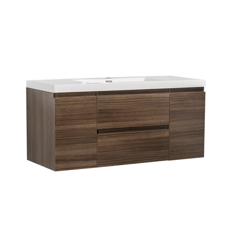 24"  Bath Vanity in Gray Oak with White Vanity Top with White Basin