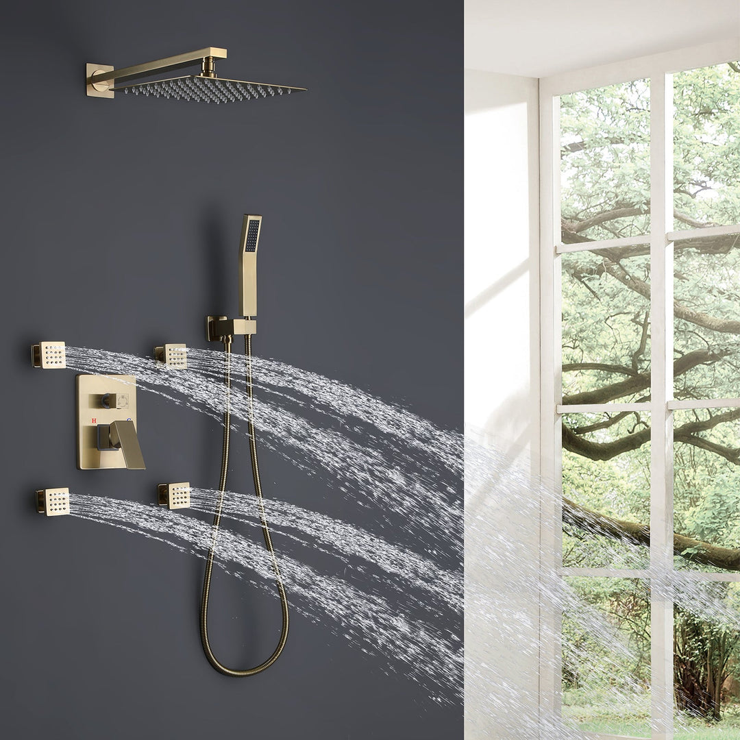 10 inch Shower Faucet Set with 4 PCS Shower Body Sprayer Jets