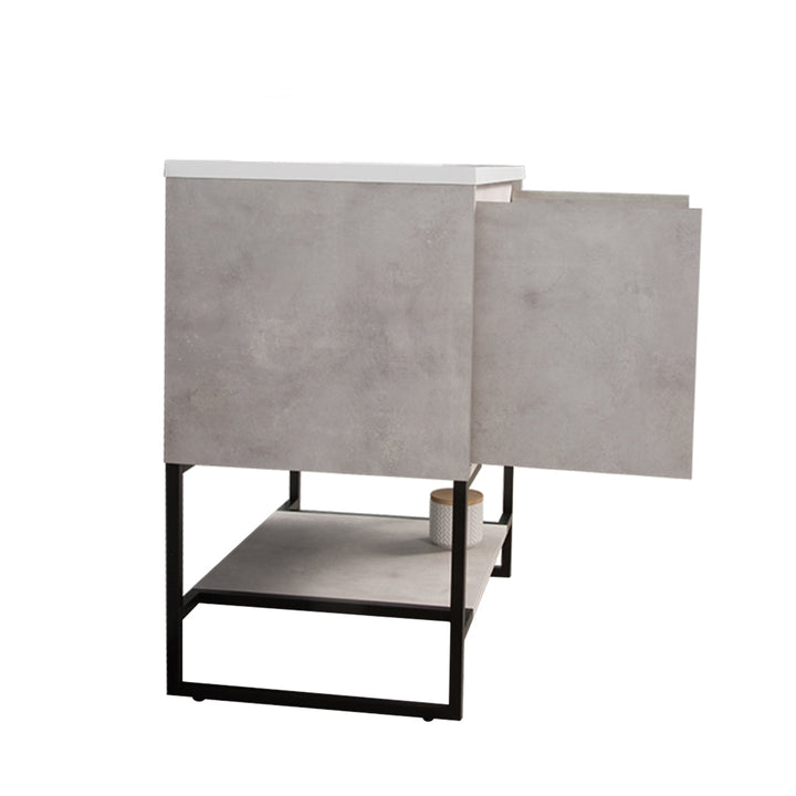 23.6 in. W x 18.9 in. D x 33.7 in. H Bath Vanity in Cement Grey with White Vanity Top with White Basin
