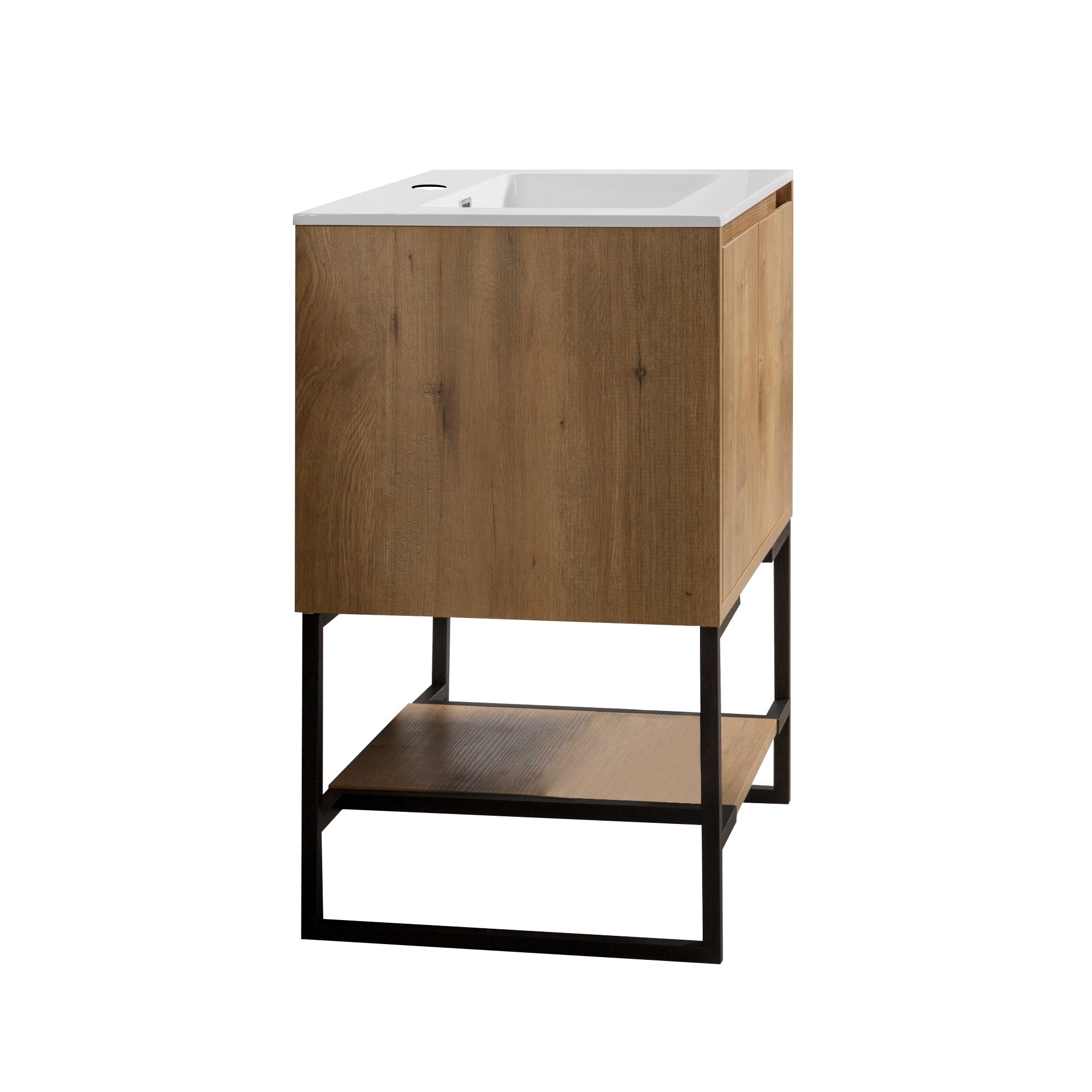 24"  Bath Vanity in Oak with White Vanity Top with White Basin