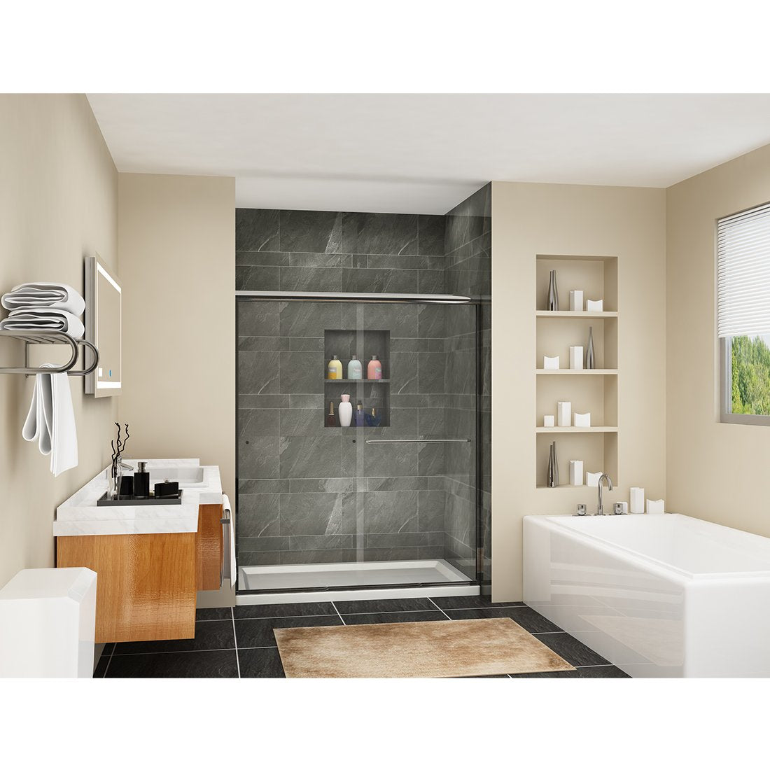 48 in. W x 72 in. H Sliding Framed Shower Doors Clear Glass