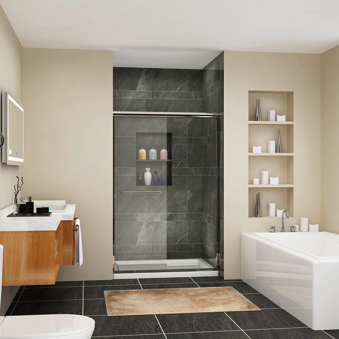 48 in. W x 72 in. H Sliding Framed Shower Doors Clear Glass