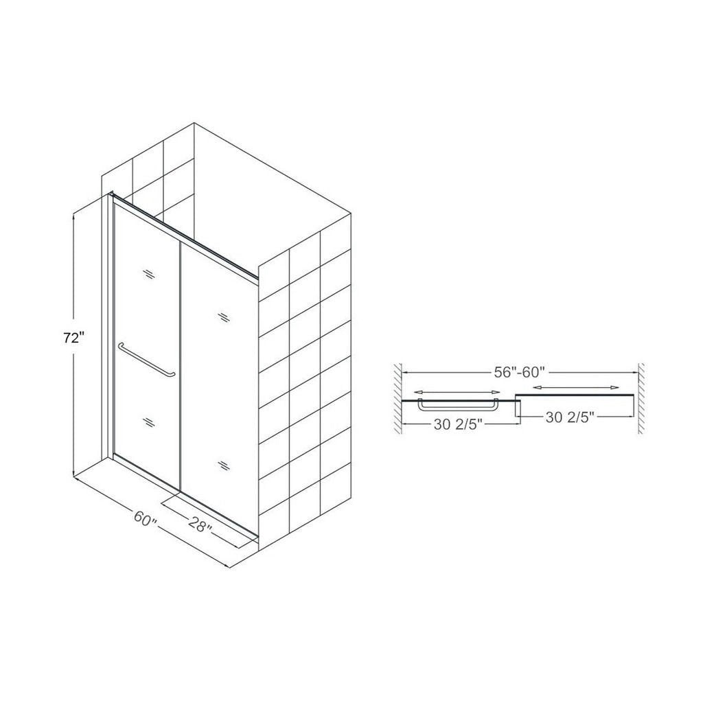 48 in. W x 72 in. H Sliding Framed Shower Doors Clear Glass