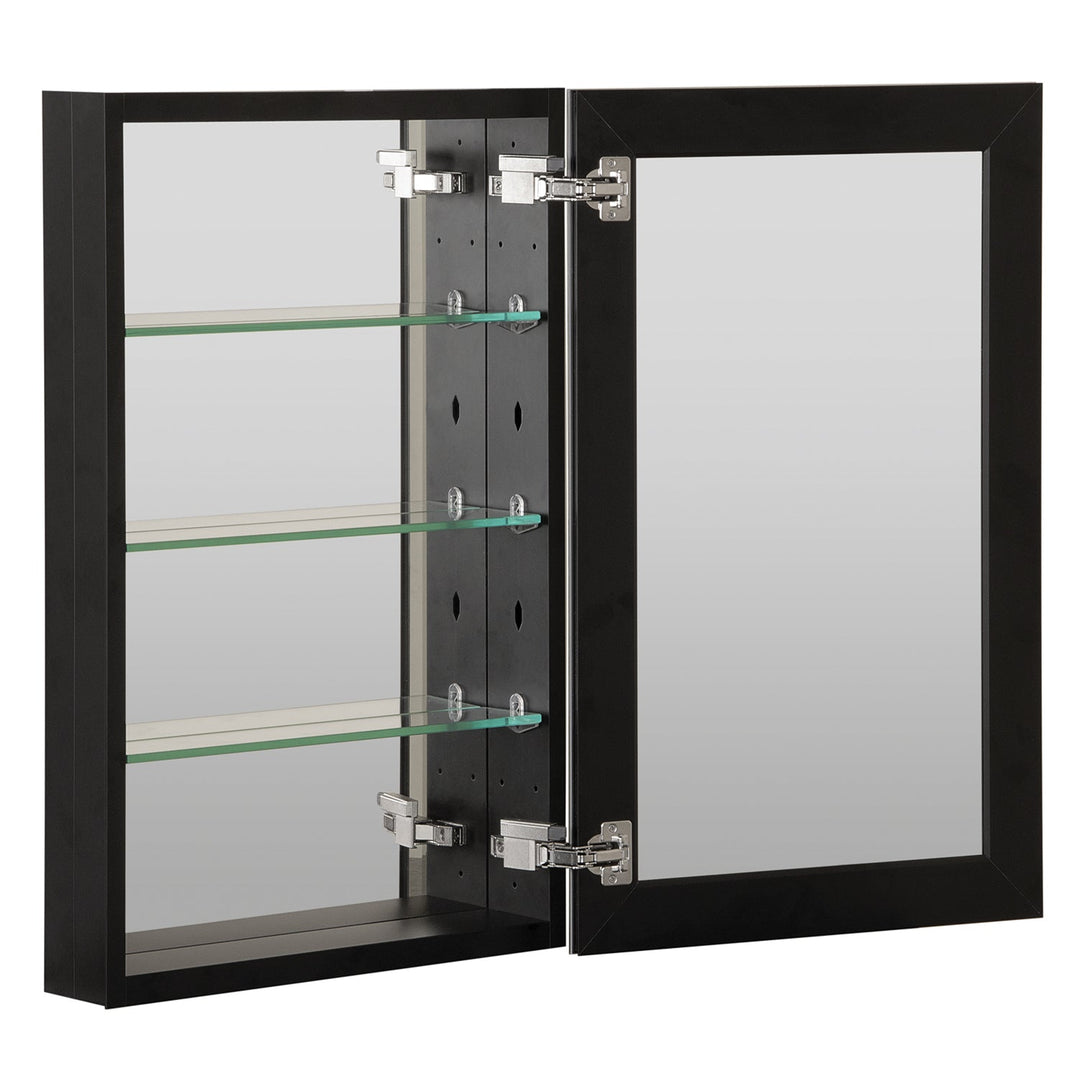 23 in.W x 30 in.H Recessed or Surface-Mount Beveled Single Mirror Bathroom Medicine Cabinet,Black
