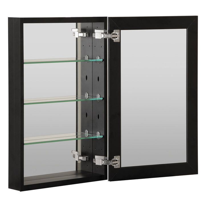 23 in.W x 30 in.H Recessed or Surface-Mount Beveled Single Mirror Bathroom Medicine Cabinet,Black